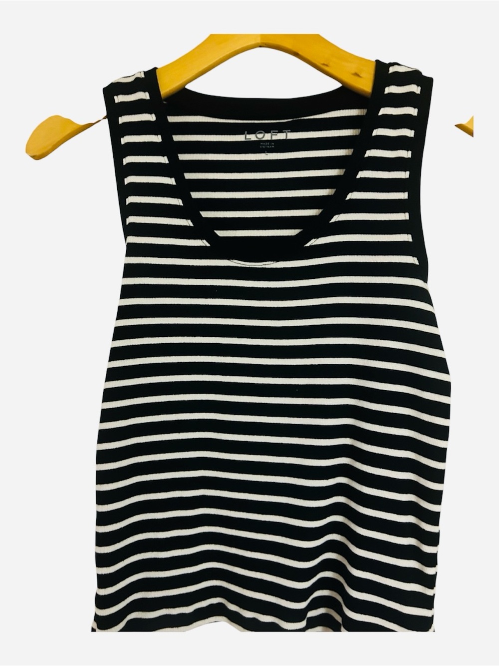 LOFT Black & White Striped Knit Tank